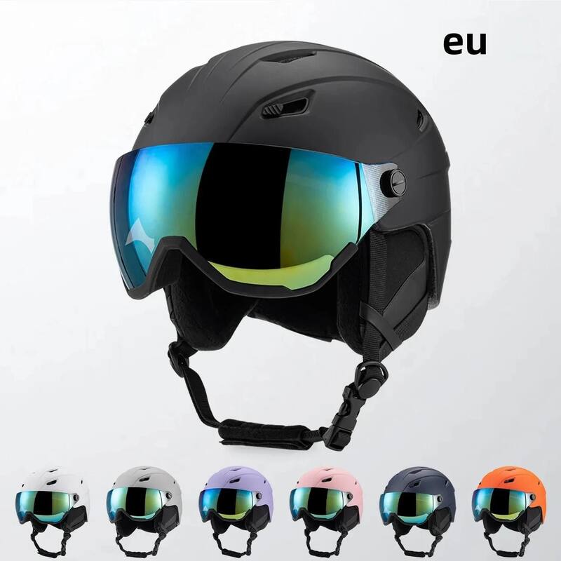 Capacete De Esqui À Prova De Vento Para Adultos, Óculos Integrados
